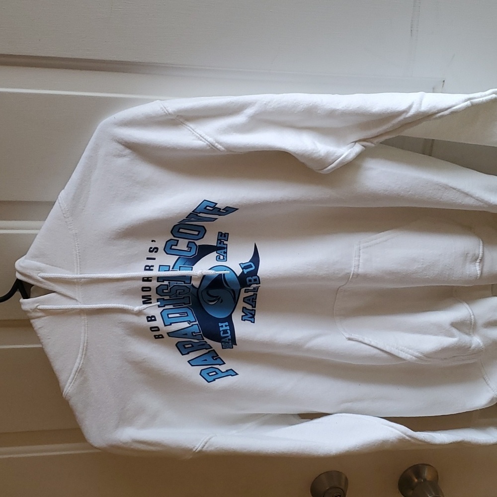 Gildan long sleeve hooded white sweatshirt women's med